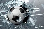 Футбольный мяч разбивает стекло 711150 (150x100)