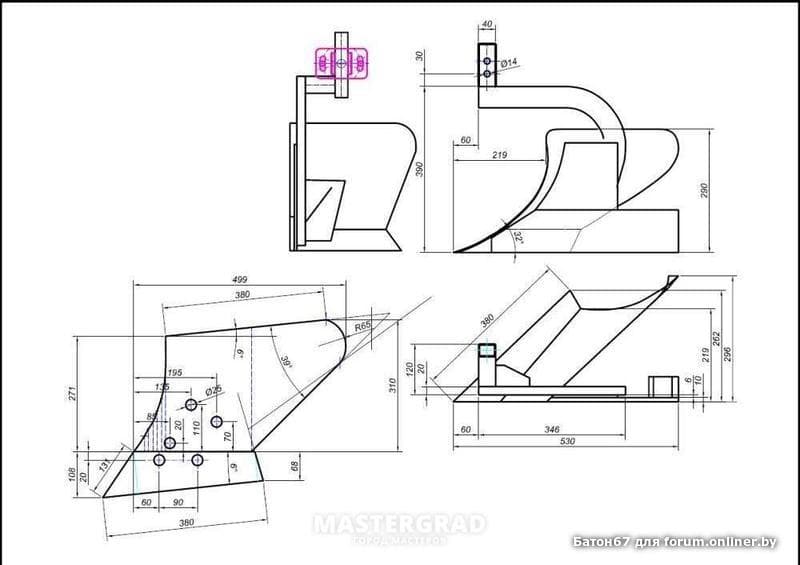 Чертеж плуга для мотоблока