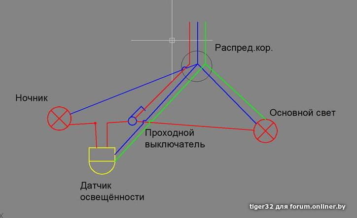 Датчик движения двухклавишный выключатель схема