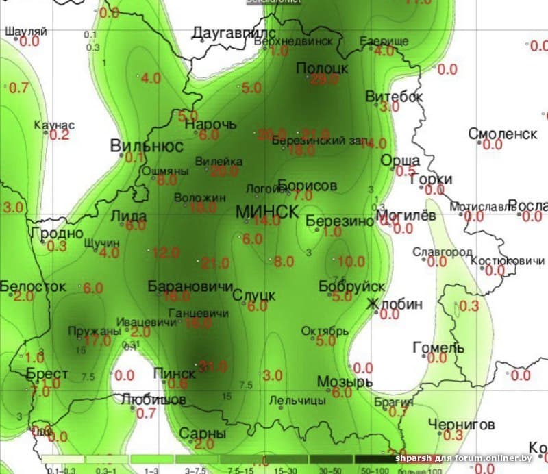 Карта дождей бобруйск