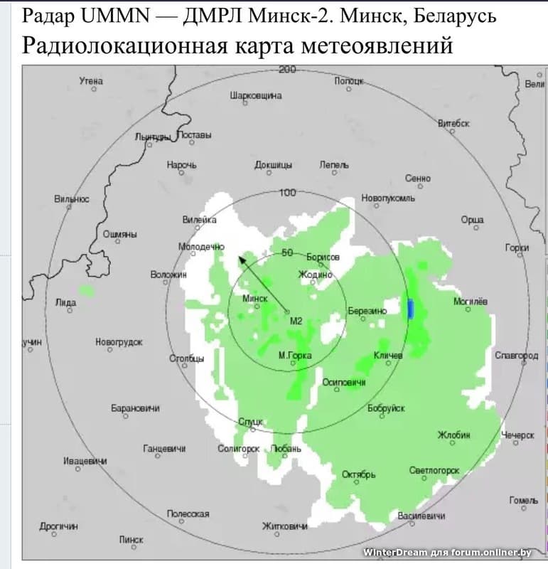 Карта осадков Барановичи.