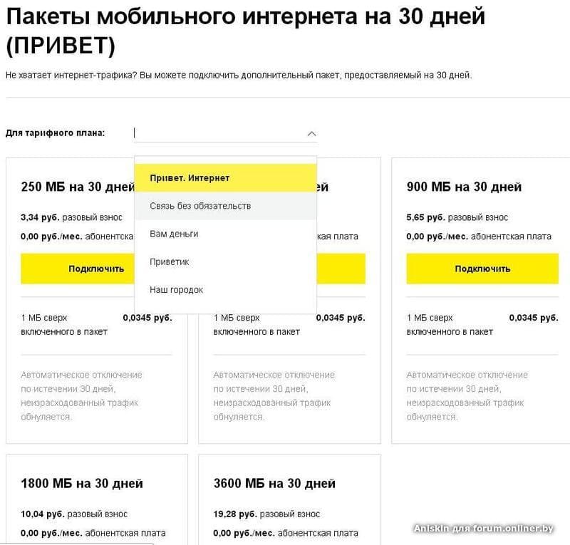 Как подключить разовый интернет пакет Задай вопрос A1 - Форум onliner.by