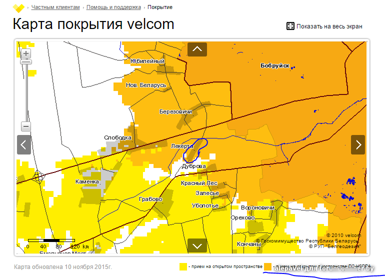 Карта покрытия велком в беларуси