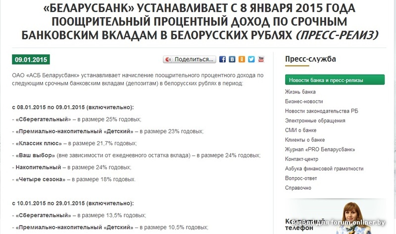 Вклады в белорусских рублях беларусбанк