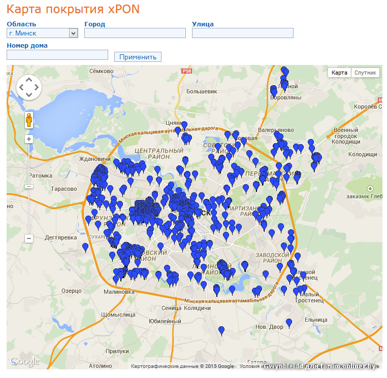 Gpon карта покрытия