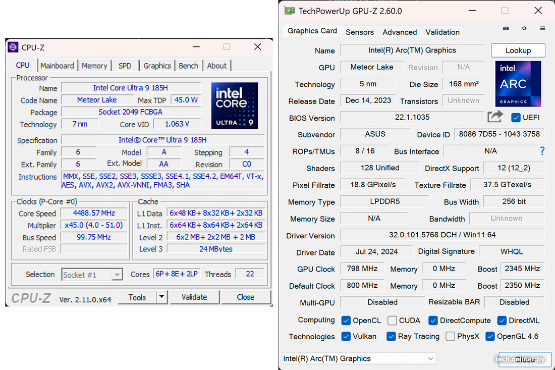 Характеристики Intel Core Ultra 9 185H