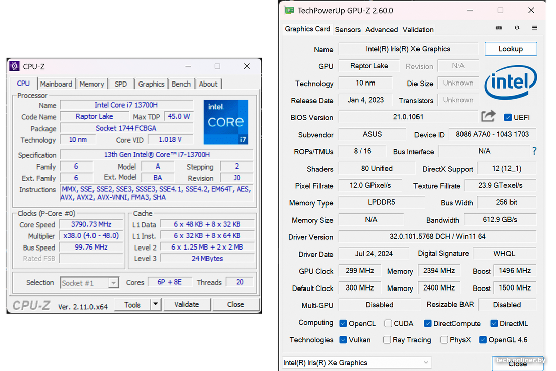 Характеристики Intel Core i7 13700H