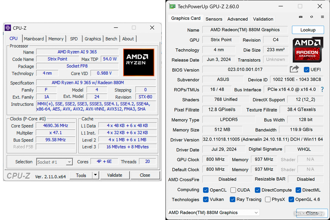 Характеристики AMD Ryzen 9 AI 365