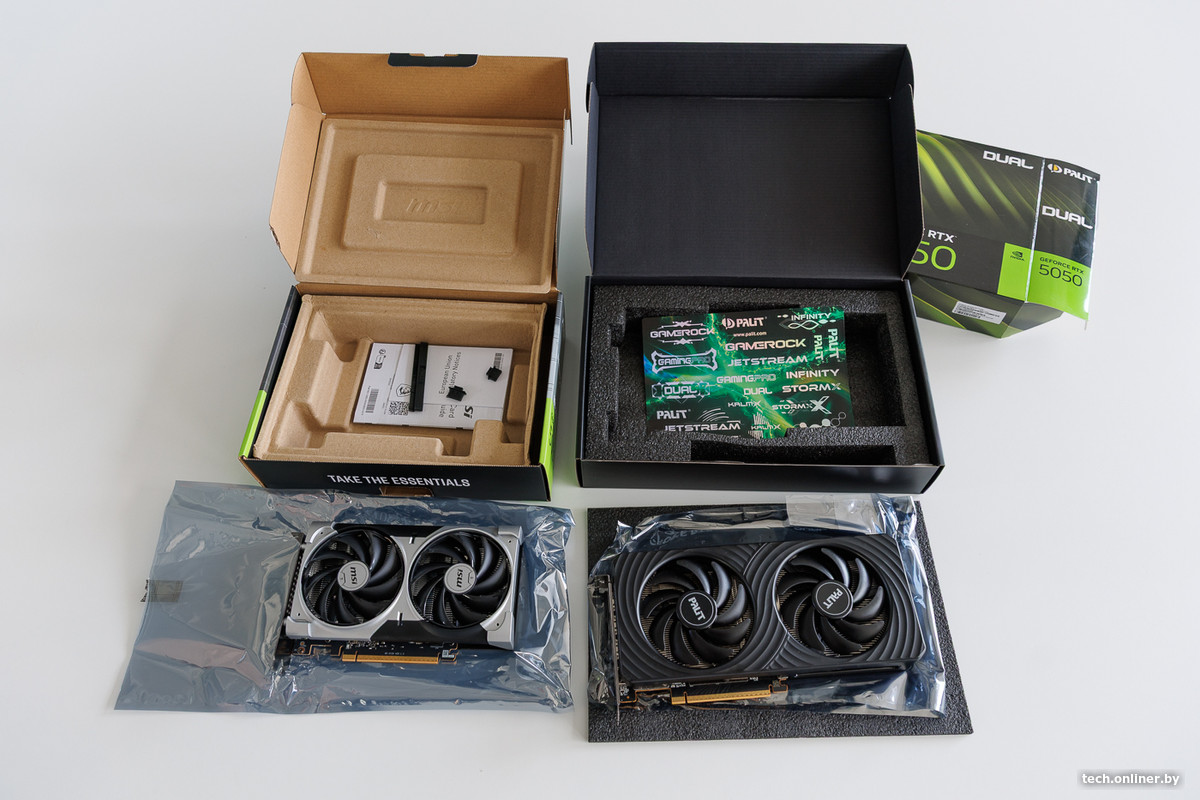 Комплектация Palit RTX 5050 Dual и MSI RTX 5050 Ventus 2X OC