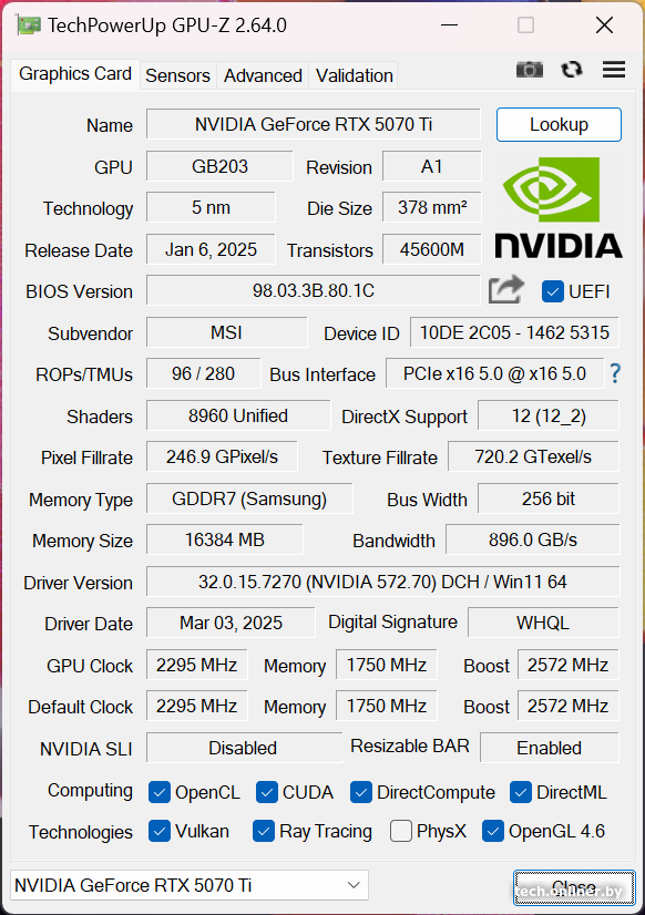 GPU-Z - RTX 5070 Ti