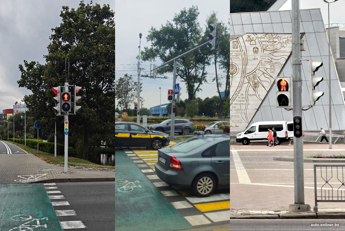 Теперь здесь можно не спешиваться. В Беларуси появились новые велосветофоры и таблички