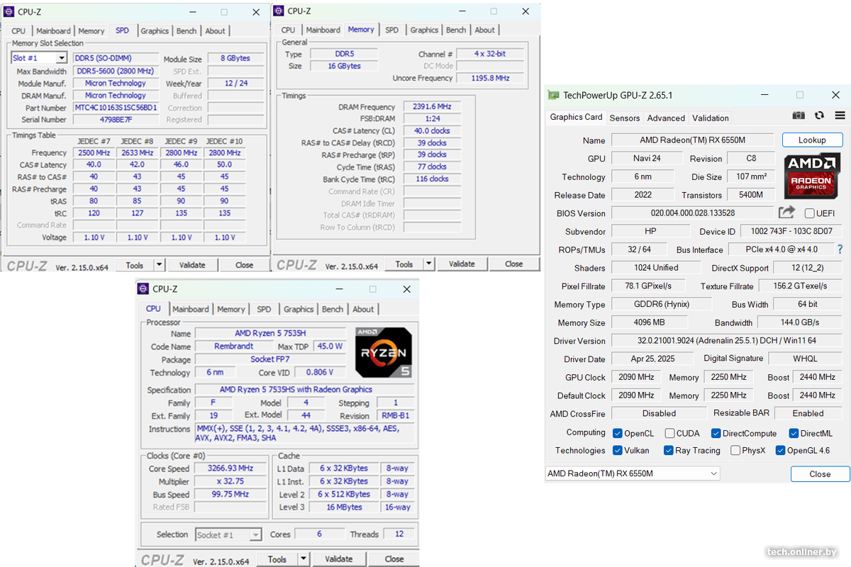 CPU GPU Z - HP Victus 15-fb2