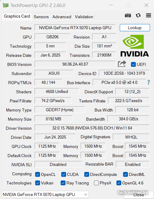 GPU-Z - ASUS TUF Gaming A17
