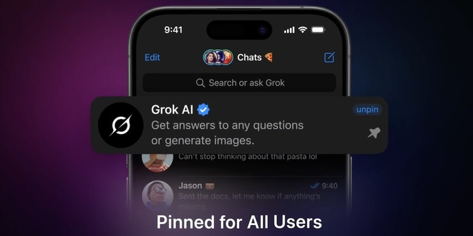 電報は、イロンマスクのGrook Boutに表示されます