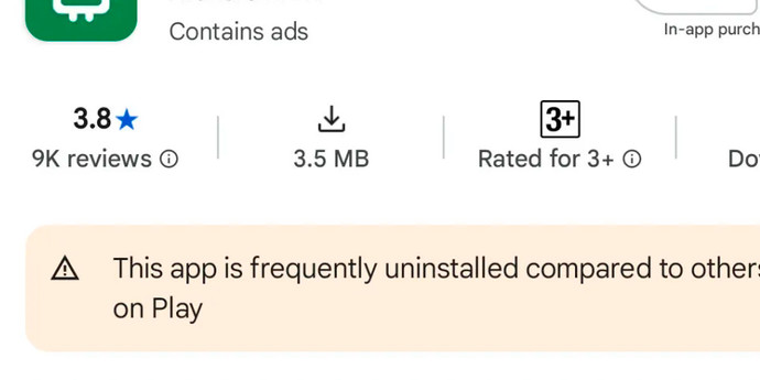 Google Playは、おそらく低品質のアプリケーションについて警告し始めました
