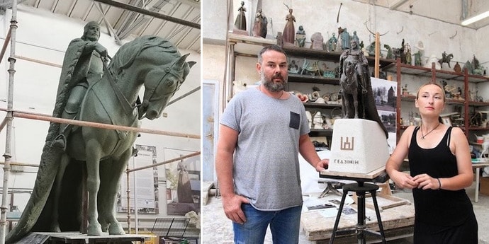 К Лидскому замку привезли памятник Гедимину. Вот как он будет выглядеть