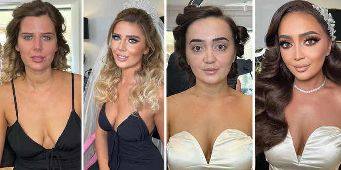 Посмотрите на фото невест до и после нанесения макияжа