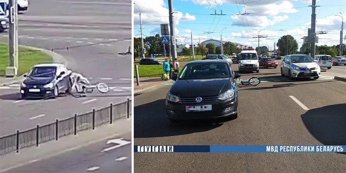 В Бресте водитель сбил велосипедистку на переезде, это попало на видео (видео)