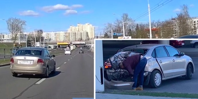 Врезался задним ходом. Врезался задним ходом