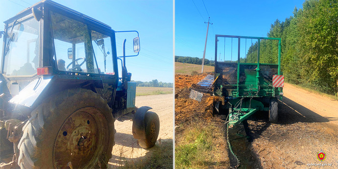 Искры из выхлопной трубы трактора сожгли тринадцать рулонов соломы