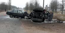 Под Малоритой «бесправник» на Audi опрокинул трактор, оба водителя госпитализированы