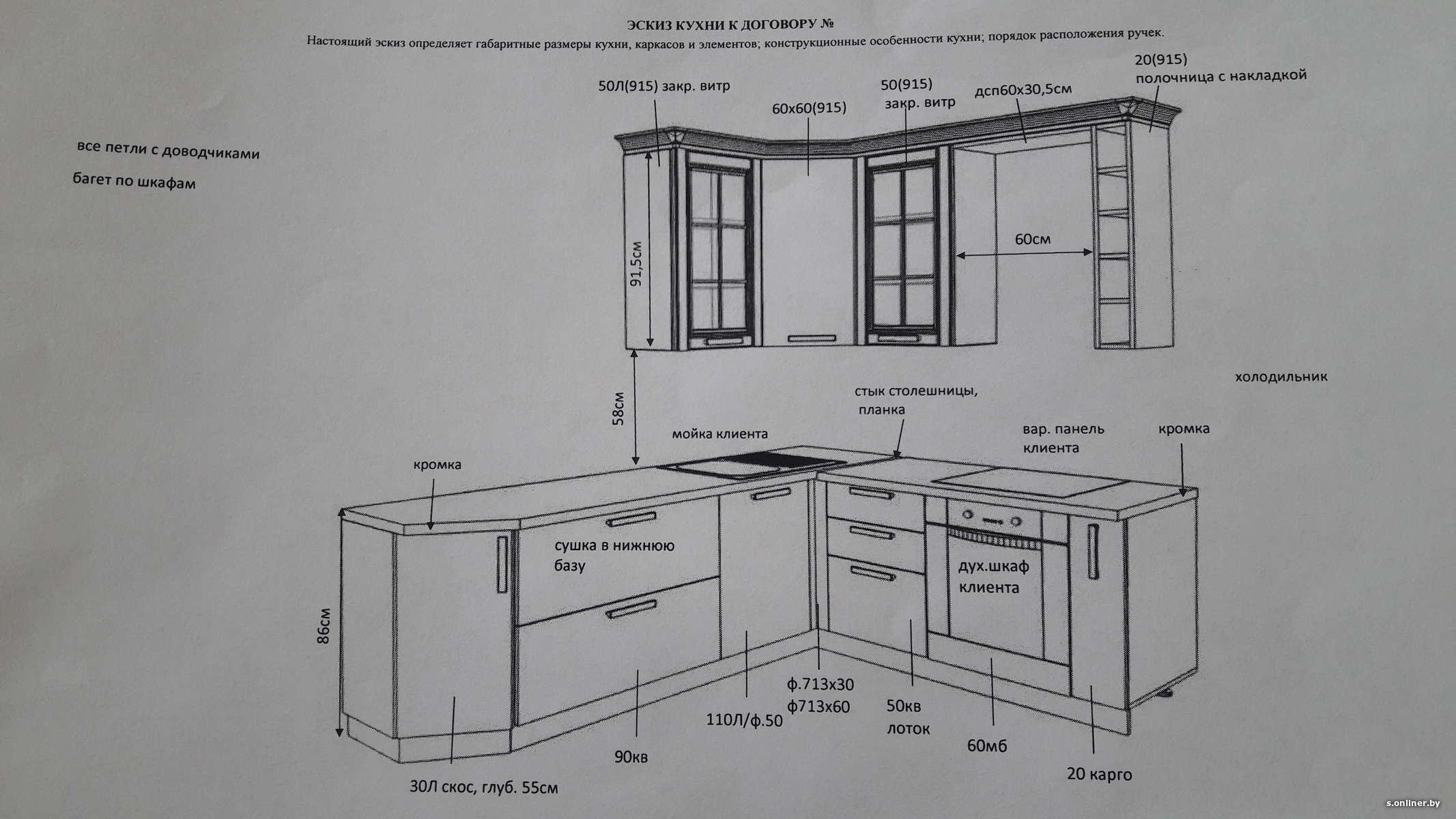 высота кухонных шкафчиков от пола до верха столешницы