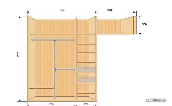 Шкаф с антресолью схема
